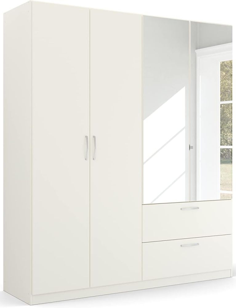 Product photograph of Quadra-spin 4 Door 2 Mirror Combi Wardrobe - Comes In Alpine White And Silk Grey Options from Choice Furniture Superstore.