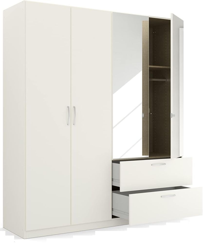 Product photograph of Quadra-spin 4 Door 2 Mirror Combi Wardrobe - Comes In Alpine White And Silk Grey Options from Choice Furniture Superstore.
