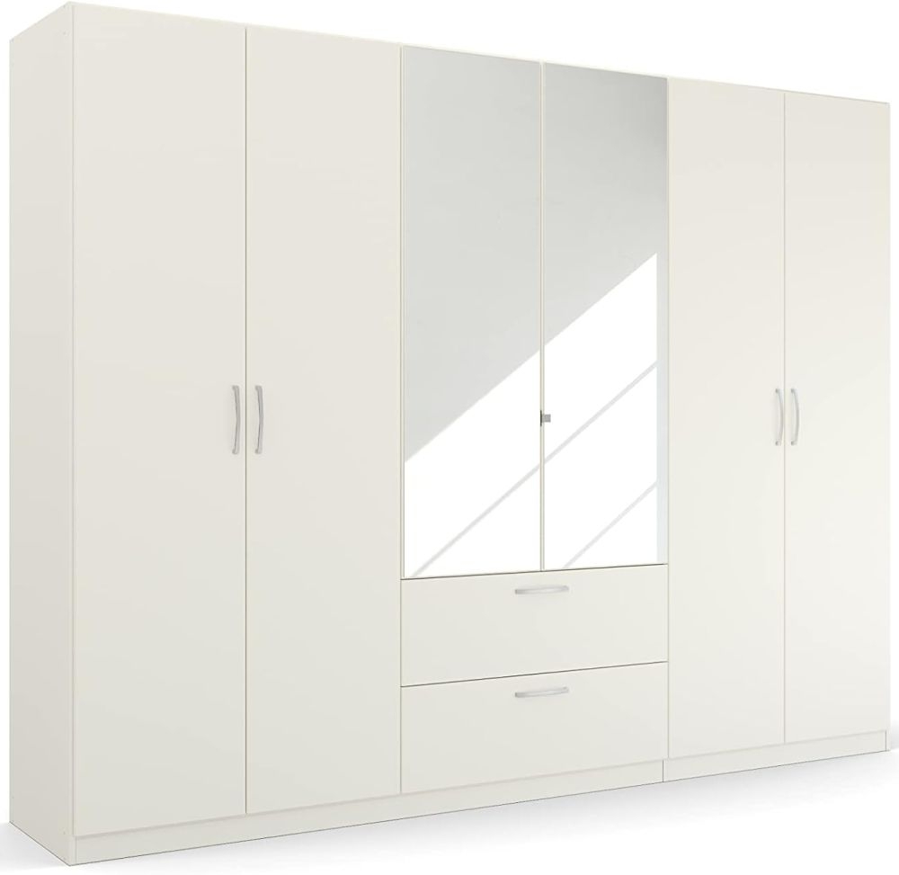 Product photograph of Quadra-spin 6 Door 2 Mirror Combi Wardrobe - Comes In Alpine White And Silk Grey Options from Choice Furniture Superstore.