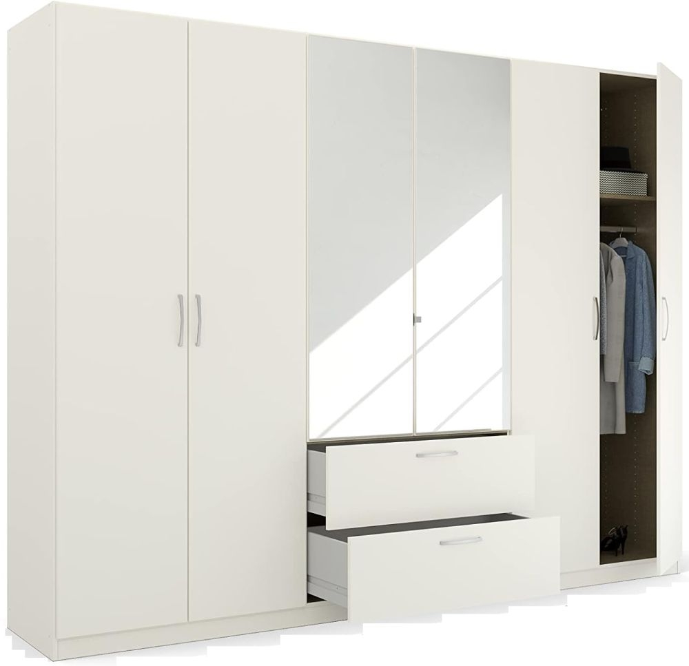 Product photograph of Quadra-spin 6 Door 2 Mirror Combi Wardrobe - Comes In Alpine White And Silk Grey Options from Choice Furniture Superstore.