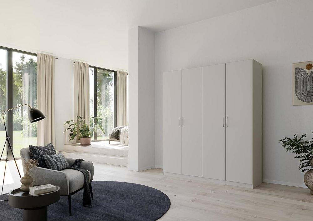 Product photograph of Pure Quadra-spin 4 Door Grey Wardrobe - 181cm from Choice Furniture Superstore.