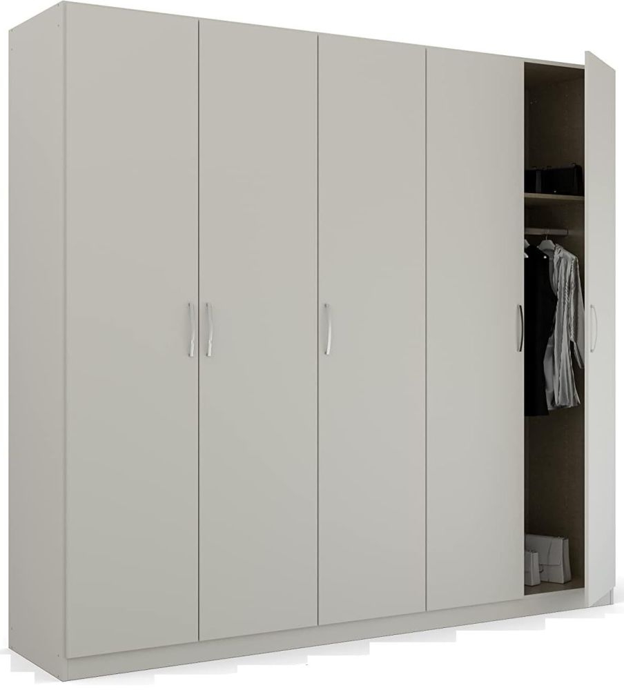 Product photograph of Rauch Pure Quadra-spin 5 Door Grey Wardrobe - 226cm from Choice Furniture Superstore.