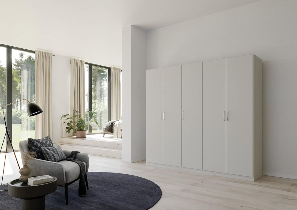 Product photograph of Rauch Pure Quadra-spin 5 Door Grey Wardrobe - 226cm from Choice Furniture Superstore.