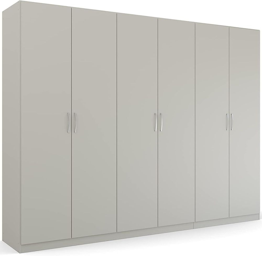 Product photograph of Rauch Pure Quadra-spin 6 Door Grey Wardrobe - 271cm from Choice Furniture Superstore.