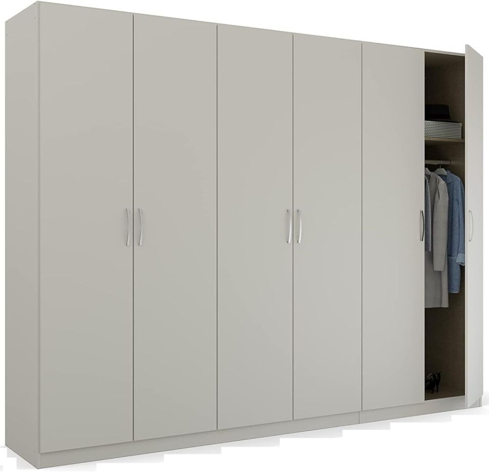 Product photograph of Rauch Pure Quadra-spin 6 Door Grey Wardrobe - 271cm from Choice Furniture Superstore.