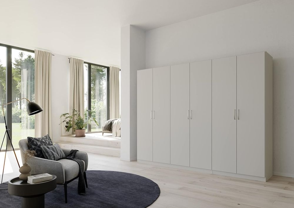 Product photograph of Rauch Pure Quadra-spin 6 Door Grey Wardrobe - 271cm from Choice Furniture Superstore.