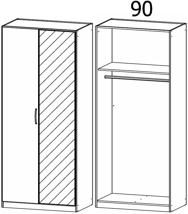 Product photograph of Rauch Pure Quadra-spin 2 Door 1 Mirror Grey Wardrobe - 91cm from Choice Furniture Superstore.