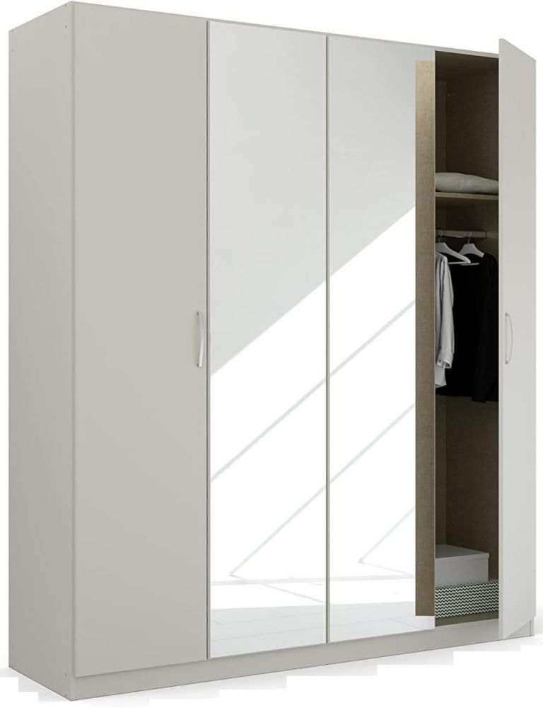 Product photograph of Pure Quadra-spin 4 Door 2 Mirror Grey Wardrobe - 181cm from Choice Furniture Superstore.