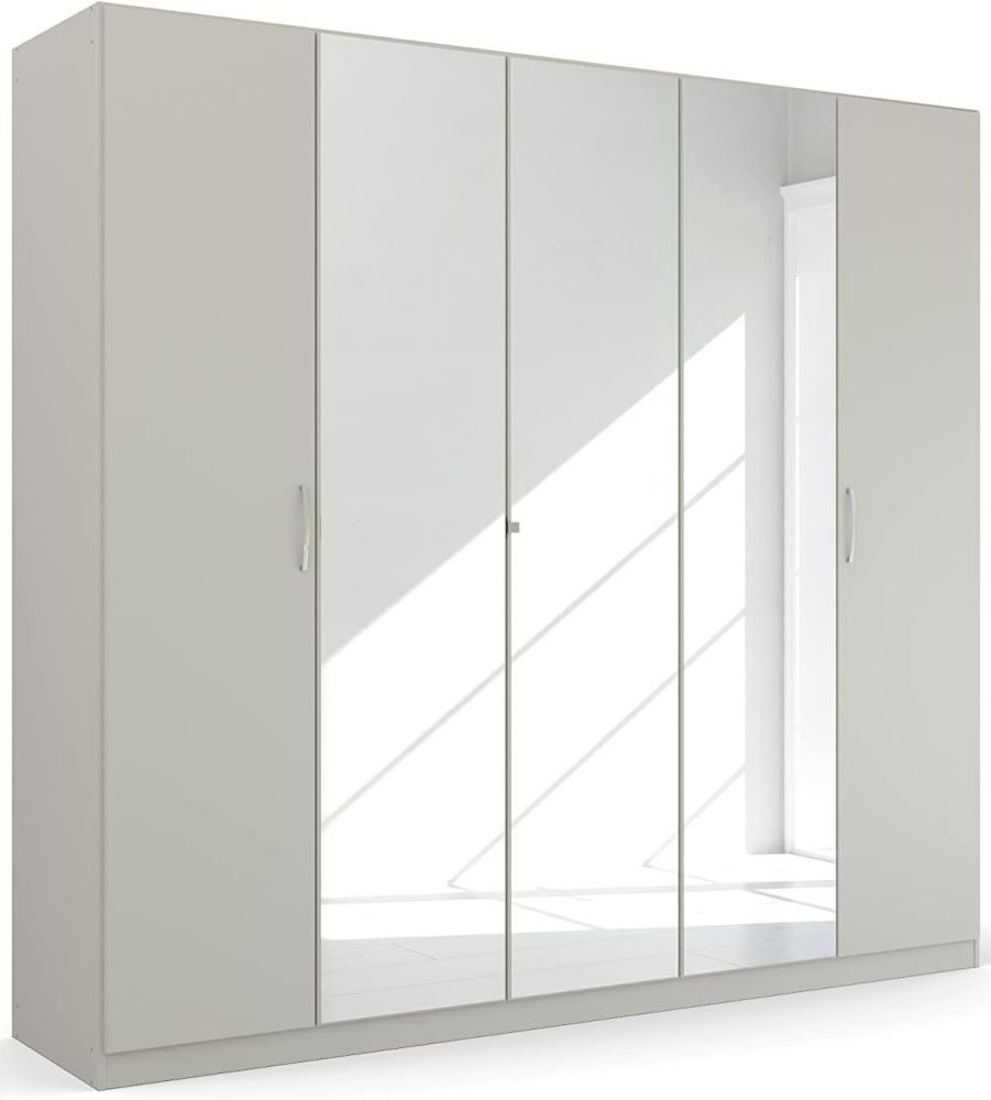 Product photograph of Rauch Pure Quadra-spin 5 Door 3 Mirror Grey Wardrobe - 226cm from Choice Furniture Superstore.