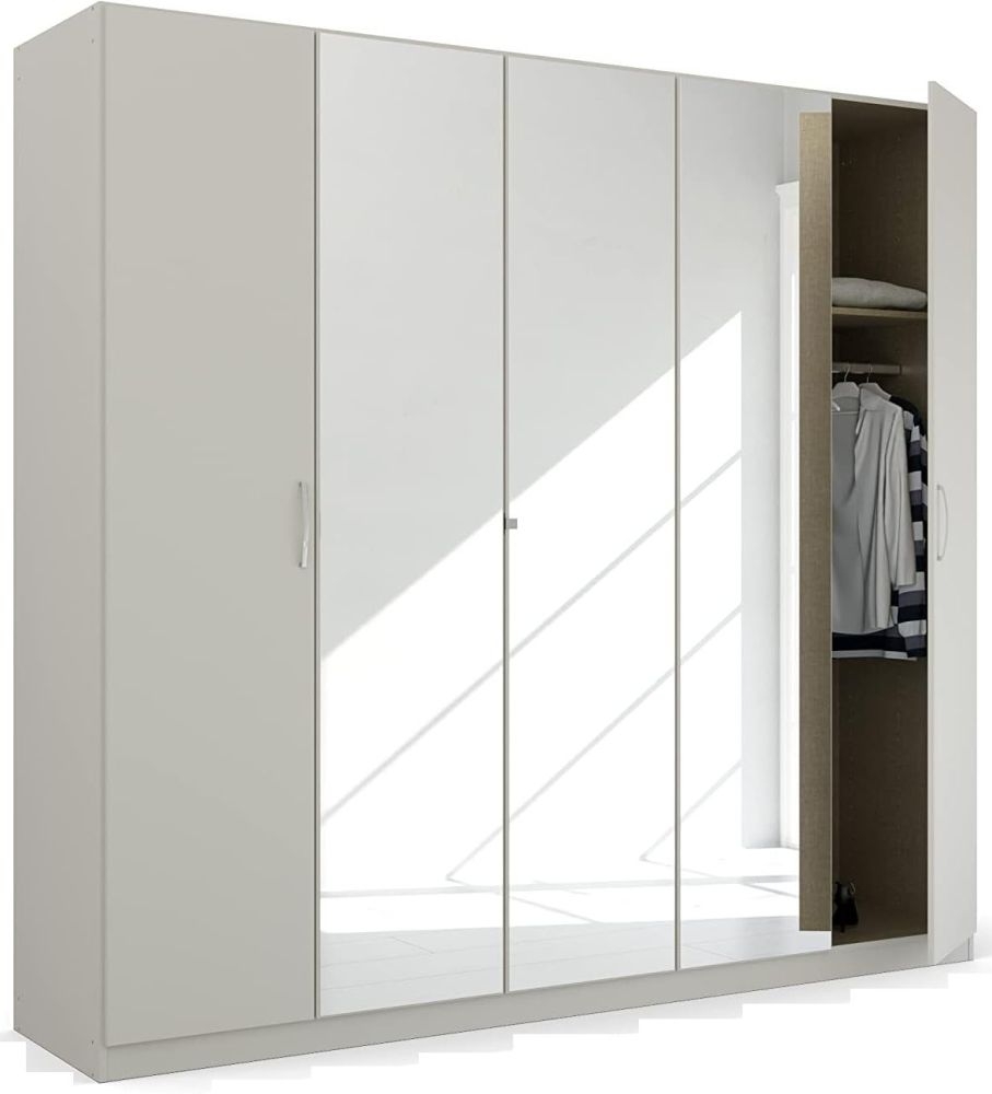 Product photograph of Rauch Pure Quadra-spin 5 Door 3 Mirror Grey Wardrobe - 226cm from Choice Furniture Superstore.