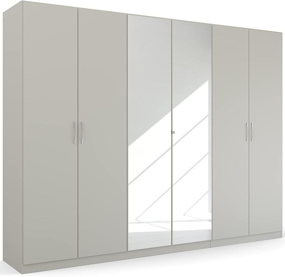 Product photograph of Rauch Pure Quadra-spin 6 Door 2 Mirror Grey Wardrobe - 271cm from Choice Furniture Superstore.