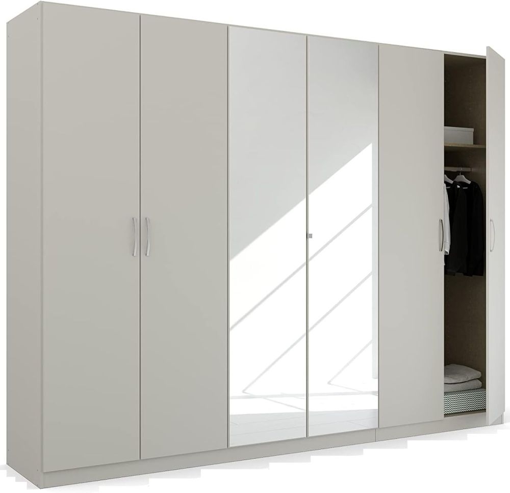 Product photograph of Rauch Pure Quadra-spin 6 Door 2 Mirror Grey Wardrobe - 271cm from Choice Furniture Superstore.