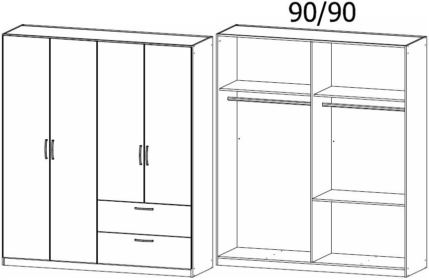 Product photograph of Pure Quadra-spin 4 Door Grey Combi Wardrobe - 181cm from Choice Furniture Superstore.