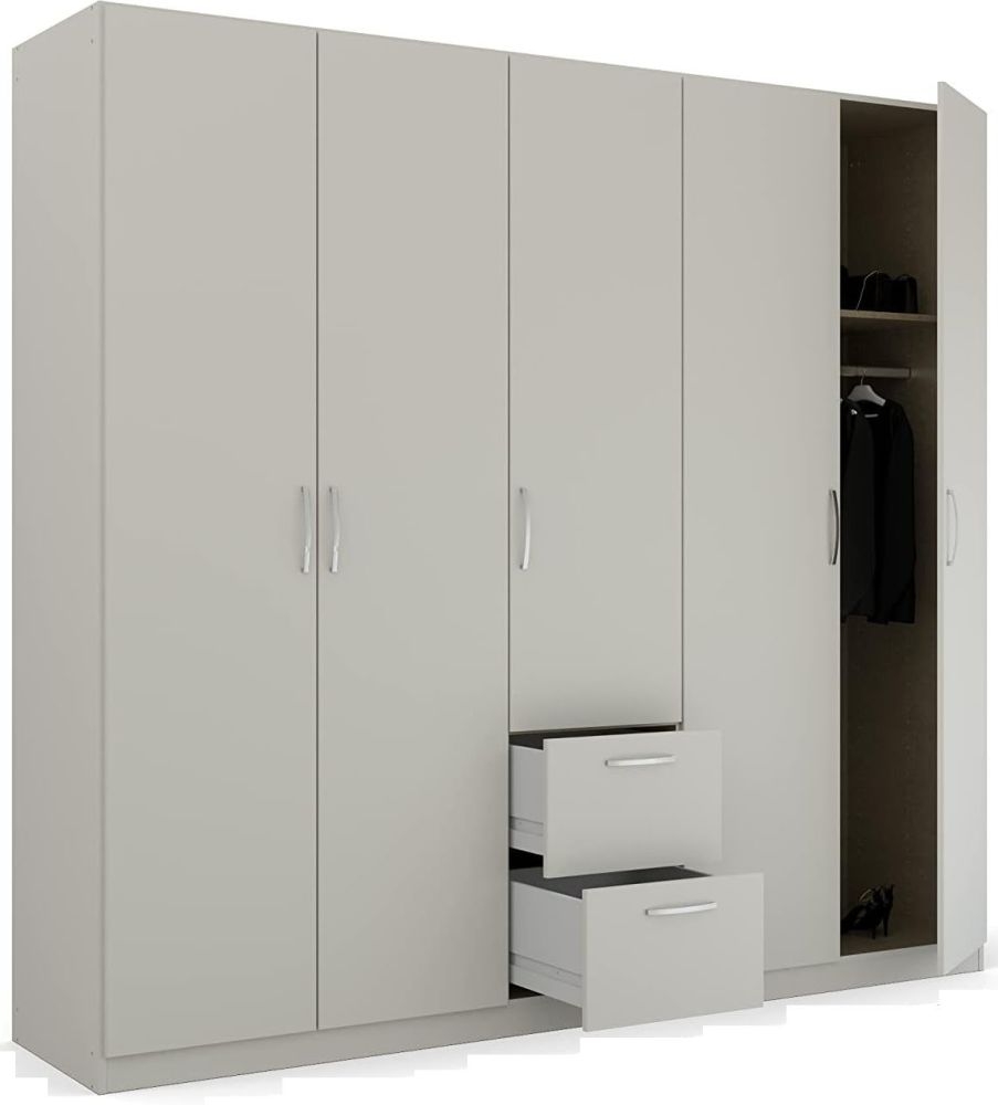 Product photograph of Rauch Pure Quadra-spin 5 Door Grey Combi Wardrobe - 226cm from Choice Furniture Superstore.