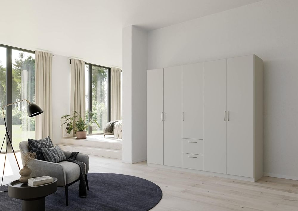 Product photograph of Rauch Pure Quadra-spin 5 Door Grey Combi Wardrobe - 226cm from Choice Furniture Superstore.