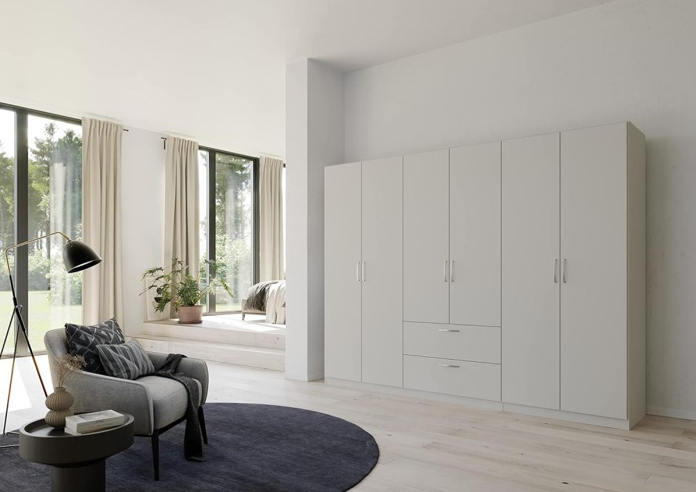 Product photograph of Rauch Pure Quadra-spin 6 Door Grey Combi Wardrobe - 271cm from Choice Furniture Superstore.