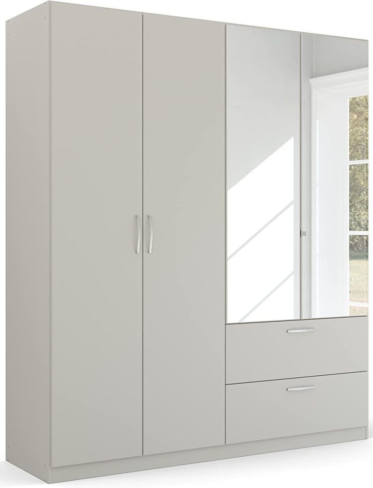 Product photograph of Rauch Pure Quadra-spin 181cm Grey 4 Door Combi Wardrobe from Choice Furniture Superstore.