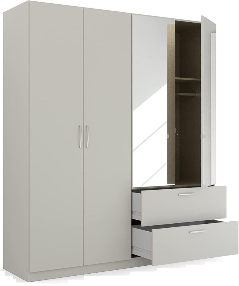 Product photograph of Rauch Pure Quadra-spin 181cm Grey 4 Door Combi Wardrobe from Choice Furniture Superstore.