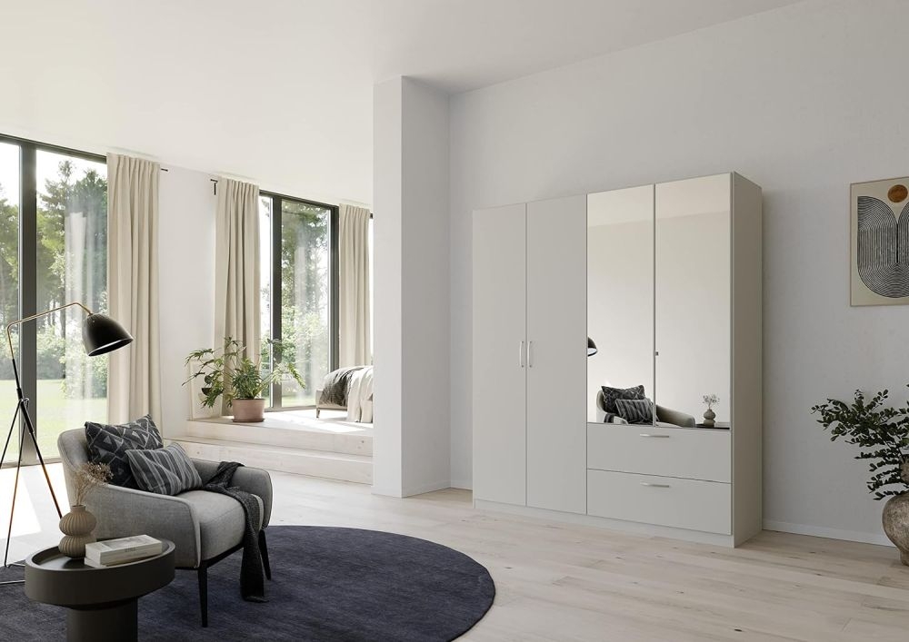 Product photograph of Rauch Pure Quadra-spin 181cm Grey 4 Door Combi Wardrobe from Choice Furniture Superstore.