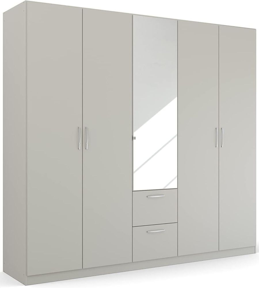 Product photograph of Rauch Pure Quadra-spin 5 Door 1 Mirror Grey Combi Wardrobe - 226cm from Choice Furniture Superstore.