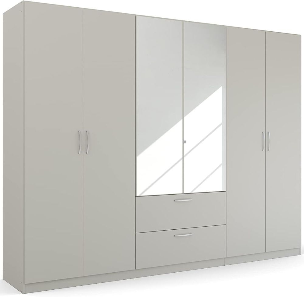 Product photograph of Pure Quadra-spin 6 Door 2 Mirror Grey Combi Wardrobe - 271cm from Choice Furniture Superstore.