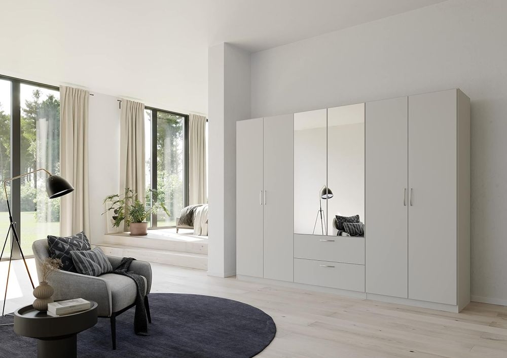 Product photograph of Pure Quadra-spin 6 Door 2 Mirror Grey Combi Wardrobe - 271cm from Choice Furniture Superstore.