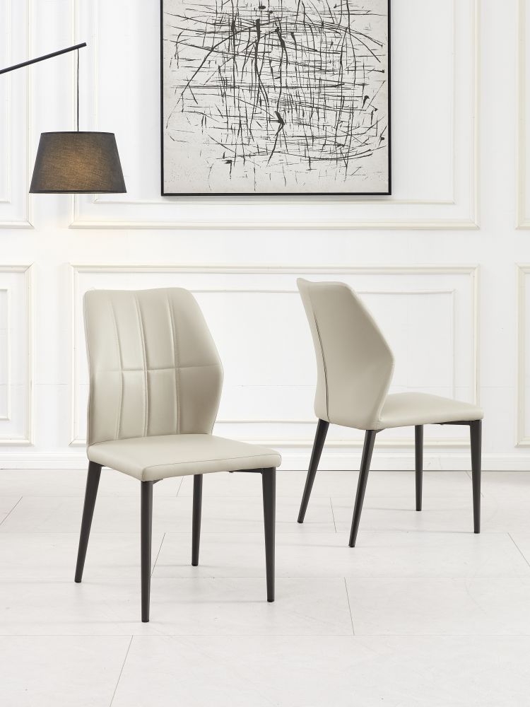 Product photograph of Harrow Taupe Dining Chair - Faux Leather With Black Legs from Choice Furniture Superstore.