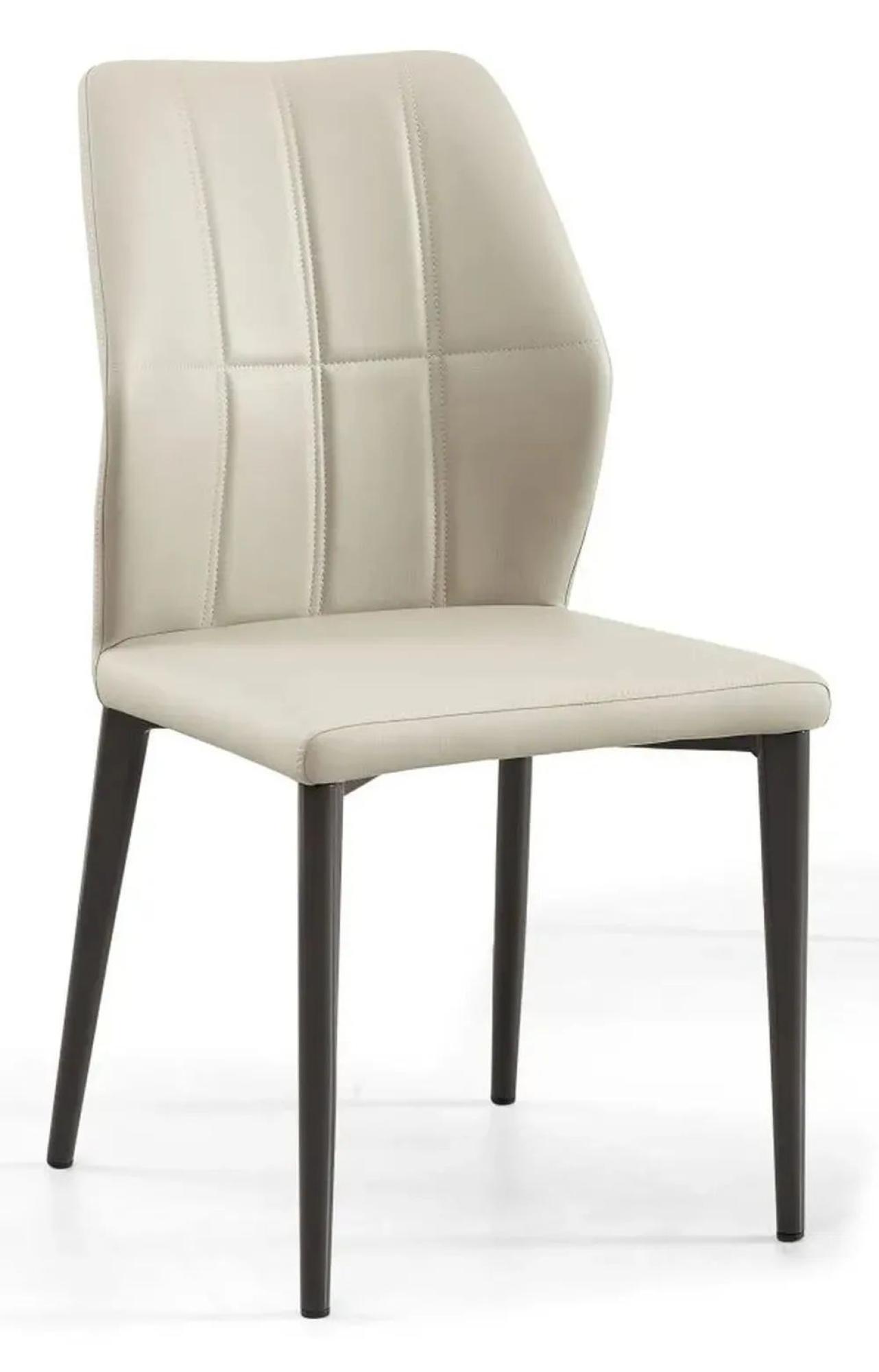 Product photograph of Harrow Taupe Leather Dining Chair With Black Legs from Choice Furniture Superstore.