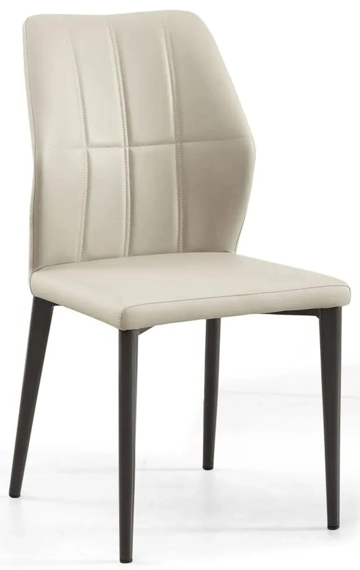 Product photograph of Harrow Taupe Leather Dining Chair With Black Legs from Choice Furniture Superstore.