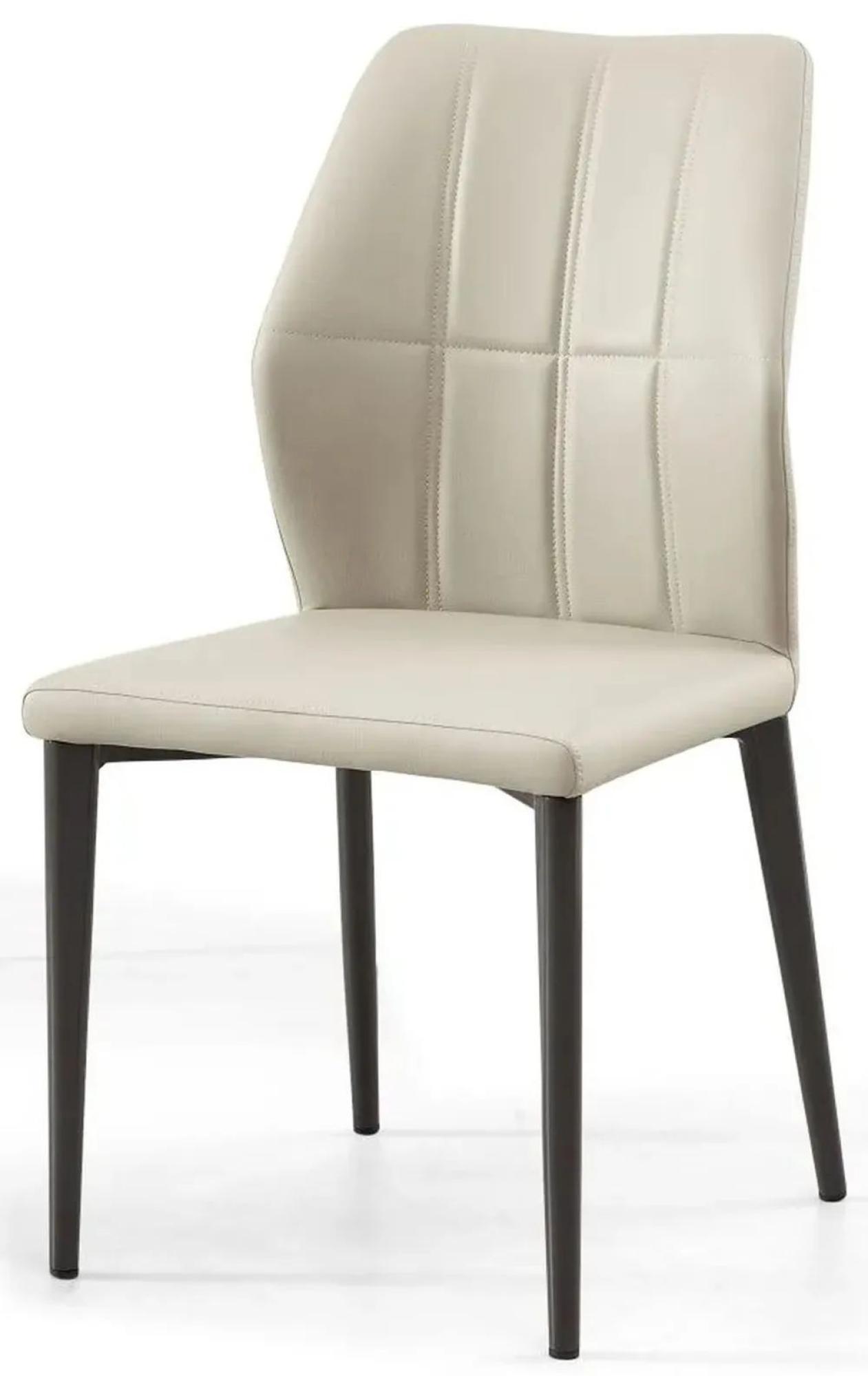 Product photograph of Harrow Taupe Leather Dining Chair With Black Legs from Choice Furniture Superstore.