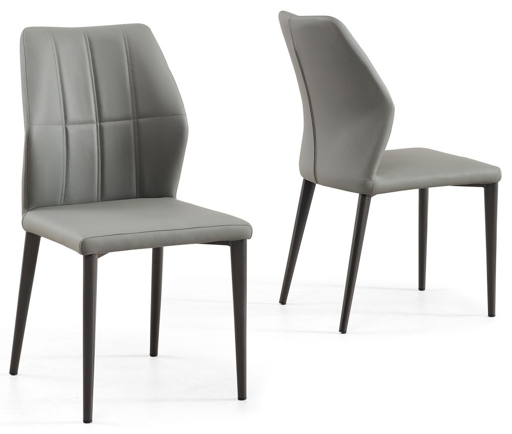 Product photograph of Harrow Grey Dining Chair - Faux Leather With Black Legs from Choice Furniture Superstore.
