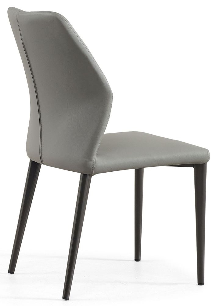 Product photograph of Harrow Grey Dining Chair - Faux Leather With Black Legs from Choice Furniture Superstore.