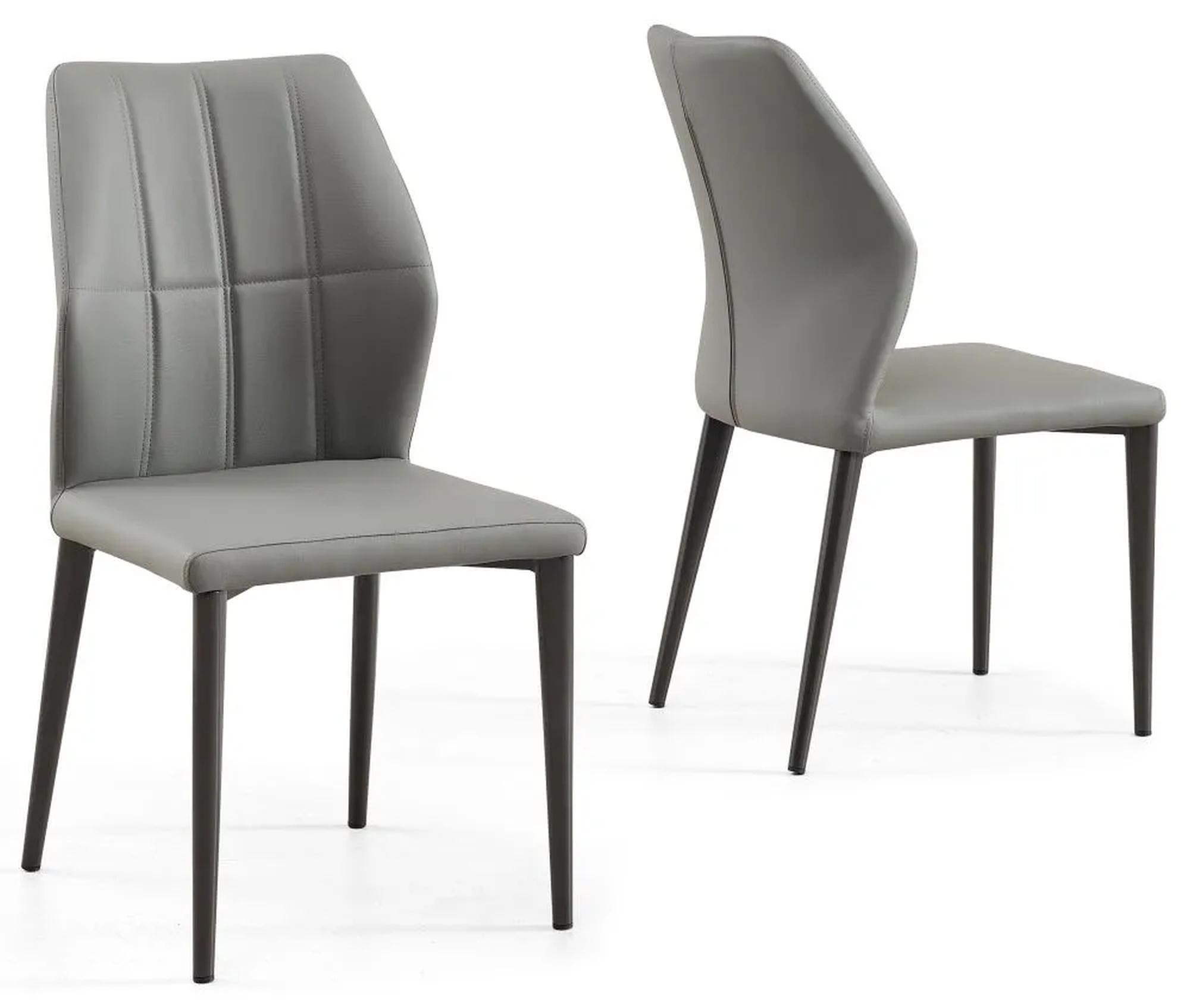 Product photograph of Harrow Grey Leather Dining Chair With Black Legs from Choice Furniture Superstore.