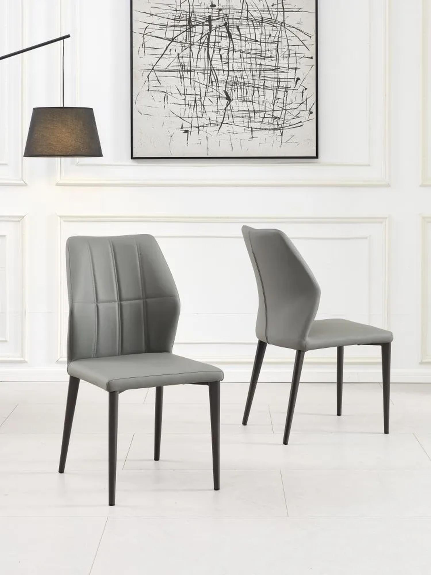 Product photograph of Harrow Grey Leather Dining Chair With Black Legs from Choice Furniture Superstore.