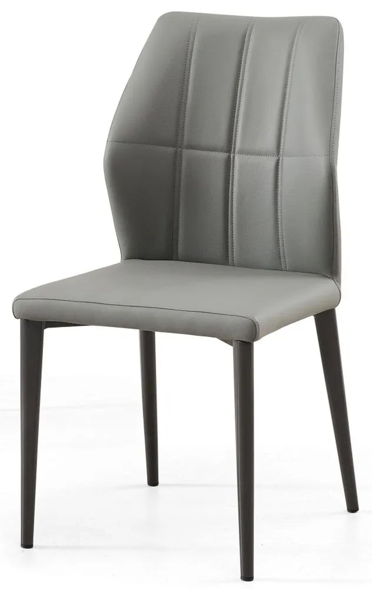 Product photograph of Harrow Grey Leather Dining Chair With Black Legs from Choice Furniture Superstore.