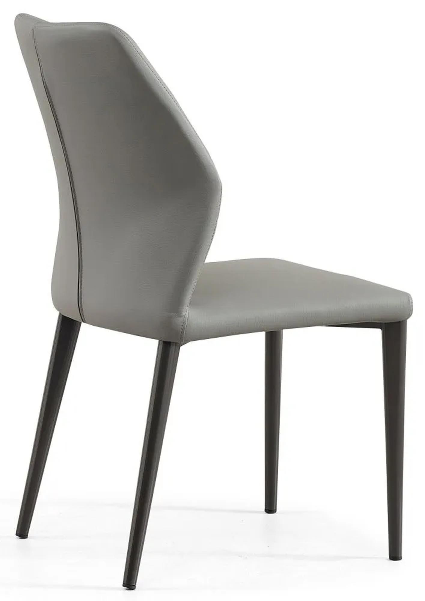 Product photograph of Harrow Grey Leather Dining Chair With Black Legs from Choice Furniture Superstore.