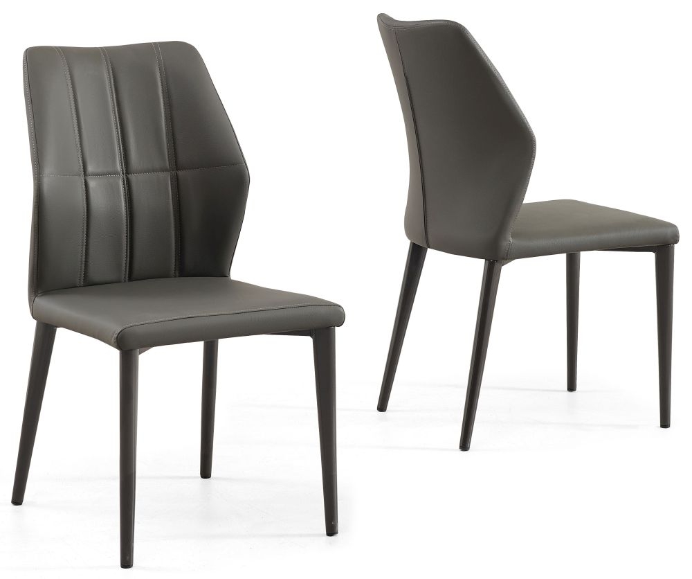 Product photograph of Harrow Dark Grey Dining Chair - Faux Leather With Black Legs from Choice Furniture Superstore.