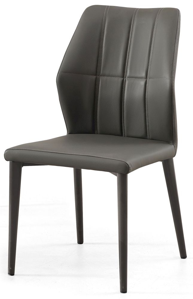 Product photograph of Harrow Dark Grey Dining Chair - Faux Leather With Black Legs from Choice Furniture Superstore.
