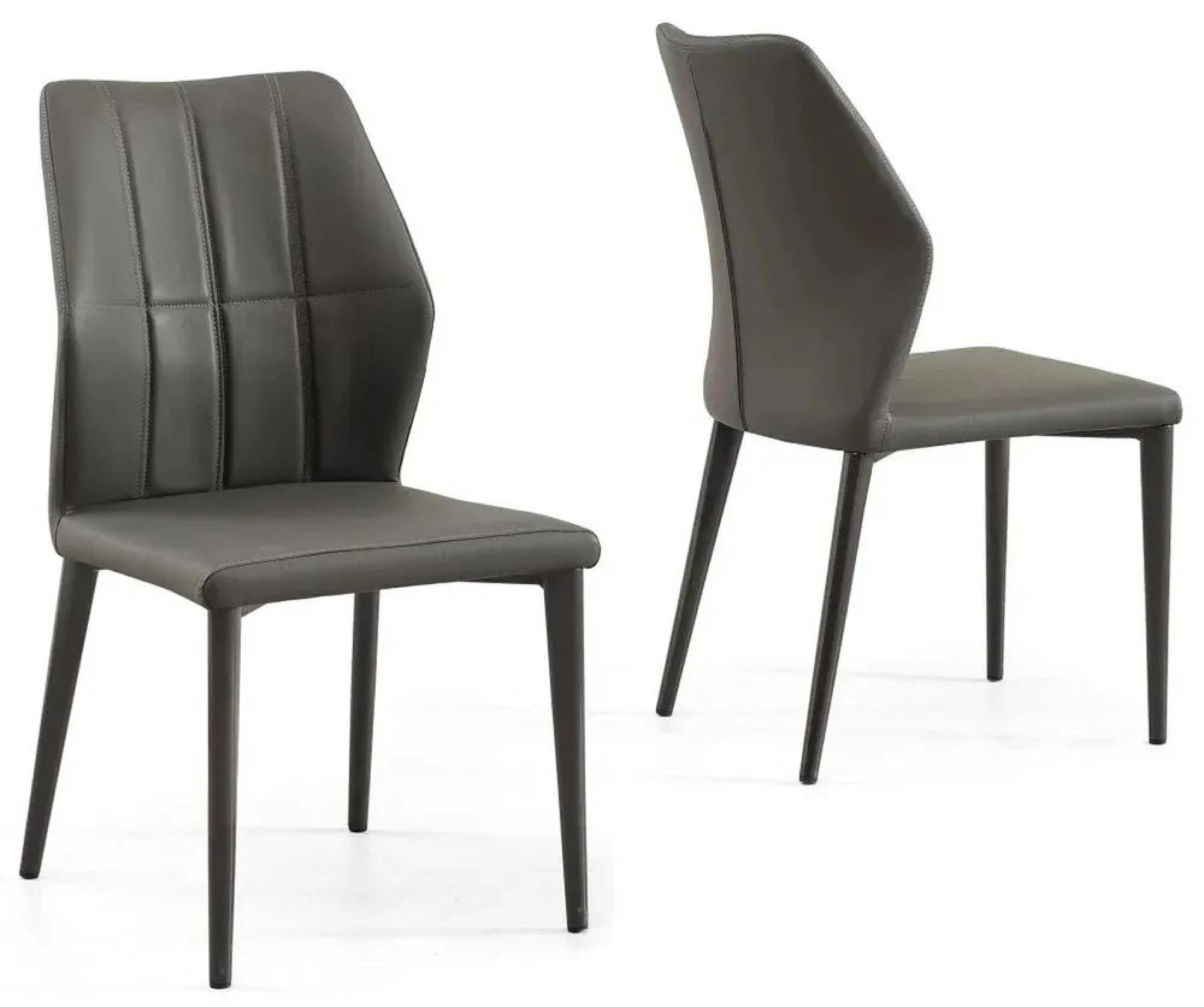 Product photograph of 2 X Harrow Dark Grey Leather Dining Chair from Choice Furniture Superstore.