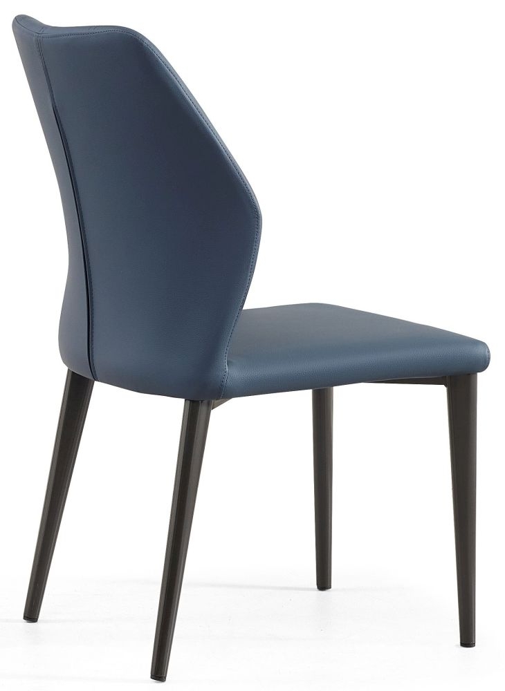 Product photograph of Harrow Blue Dining Chair - Faux Leather With Black Legs from Choice Furniture Superstore.