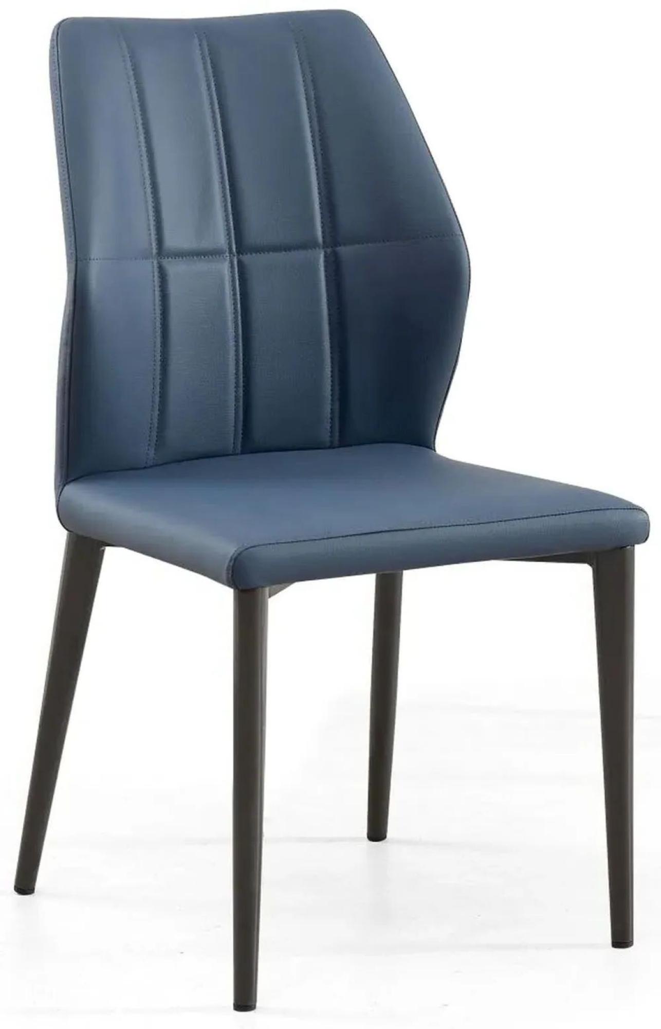 Product photograph of Harrow Blue Leather Dining Chair With Black Legs from Choice Furniture Superstore.