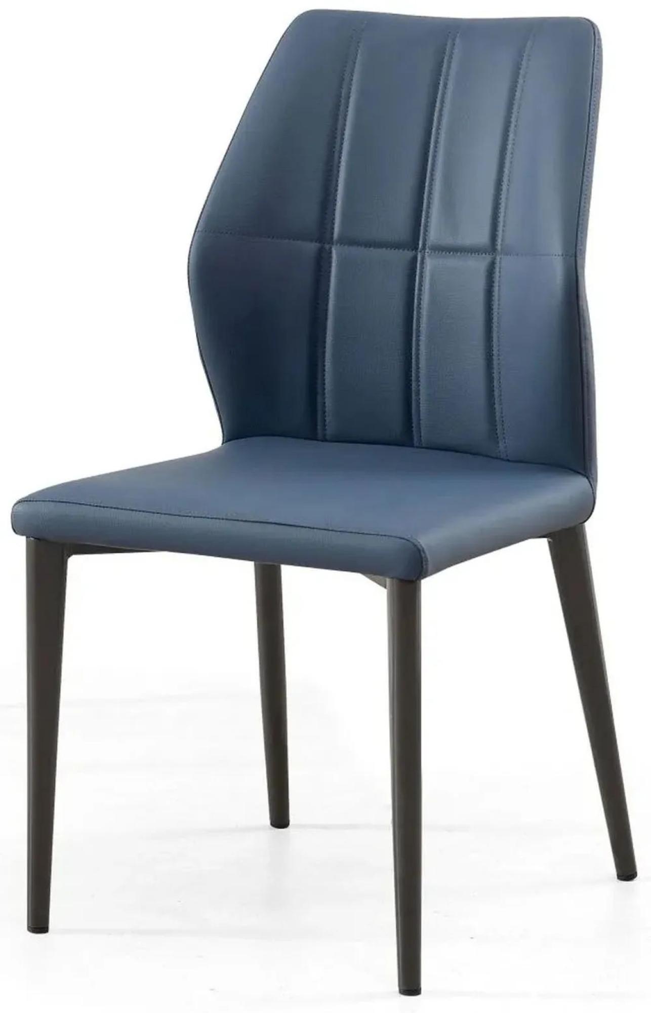 Product photograph of Harrow Blue Leather Dining Chair With Black Legs from Choice Furniture Superstore.