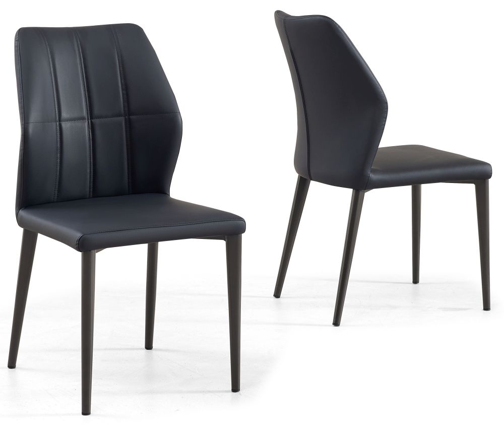 Product photograph of Harrow Black Dining Chair - Faux Leather With Black Legs from Choice Furniture Superstore.