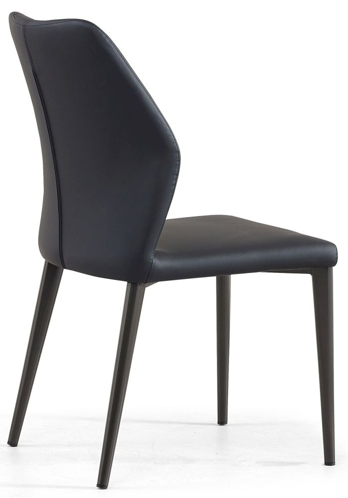 Product photograph of Harrow Black Dining Chair - Faux Leather With Black Legs from Choice Furniture Superstore.