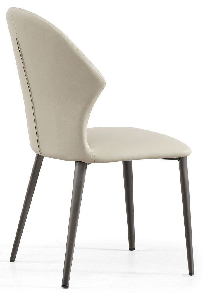 Product photograph of Elaine Taupe Dining Chair - Faux Leather With Black Legs from Choice Furniture Superstore.