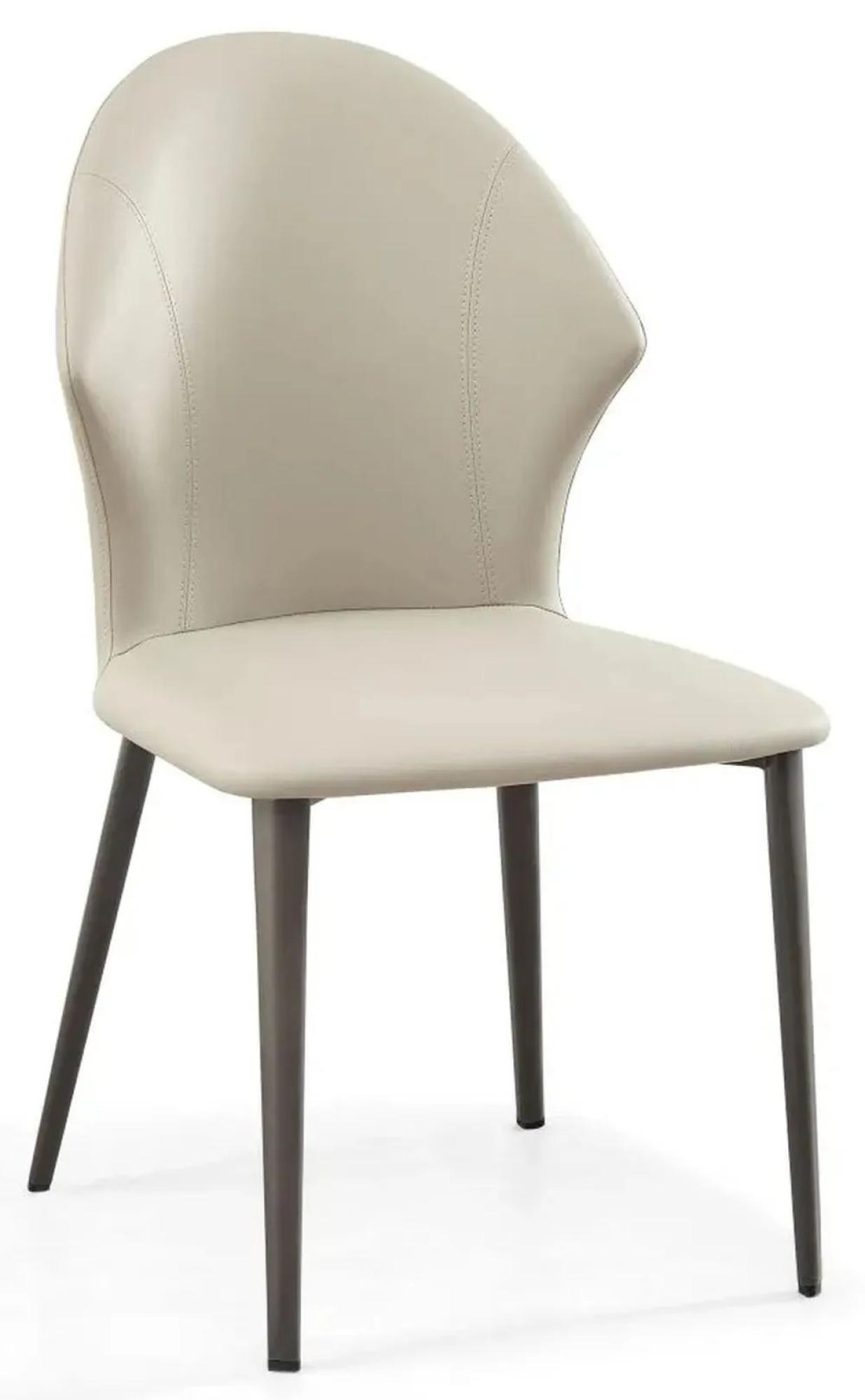 Product photograph of Elaine Taupe Leather Dining Chair With Black Legs from Choice Furniture Superstore.