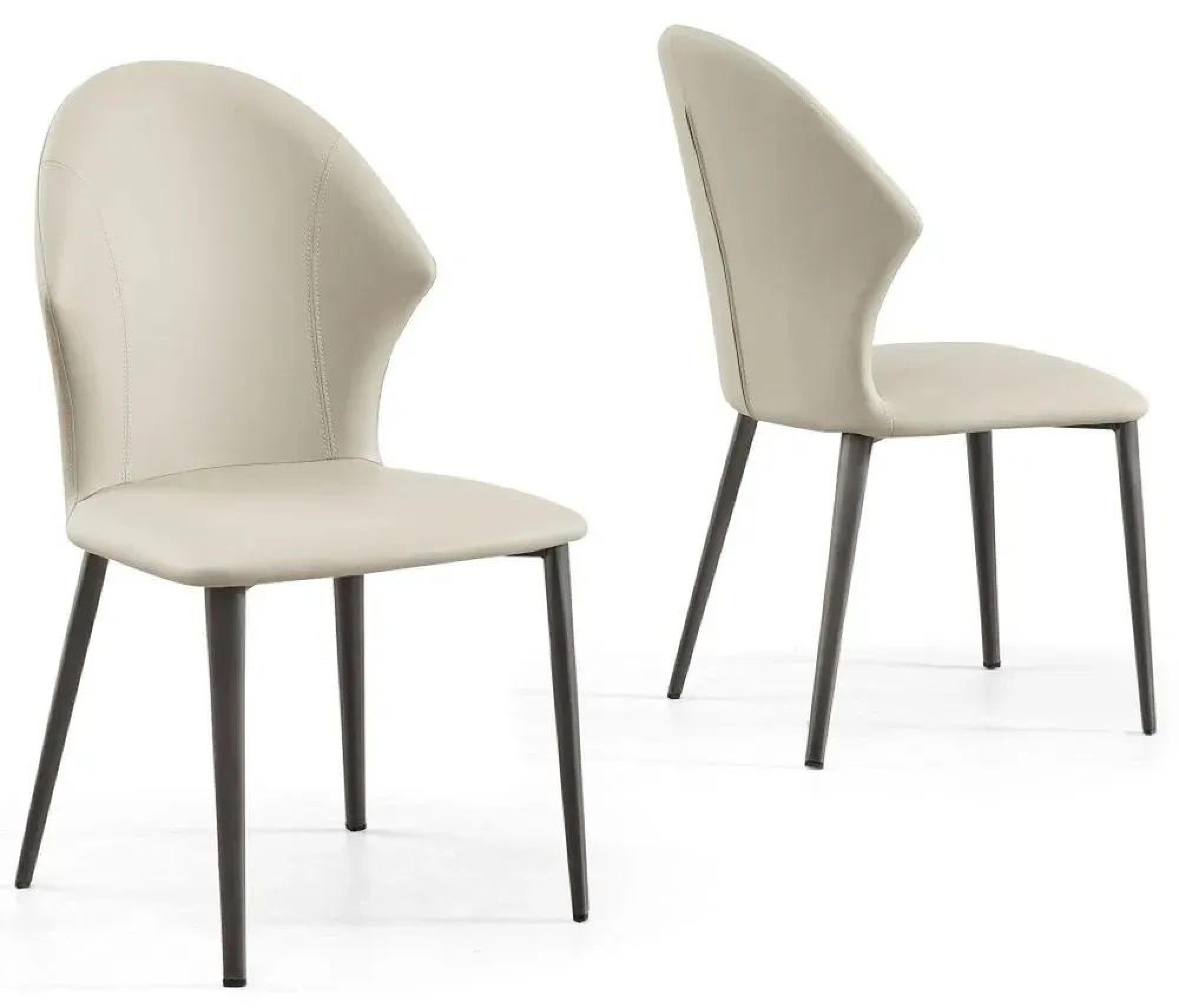 Product photograph of Elaine Taupe Leather Dining Chair With Black Legs from Choice Furniture Superstore.