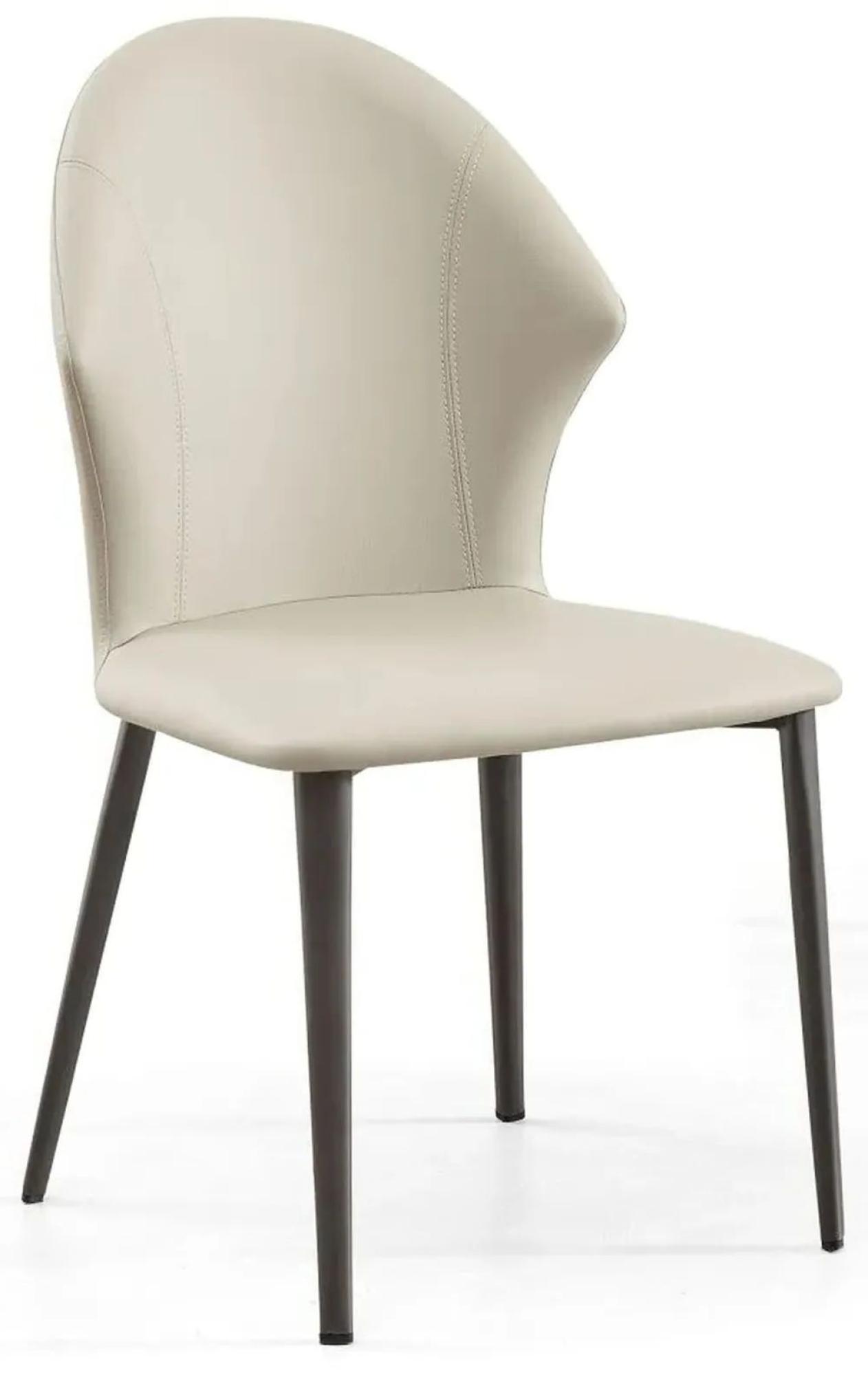 Product photograph of Elaine Taupe Leather Dining Chair With Black Legs from Choice Furniture Superstore.