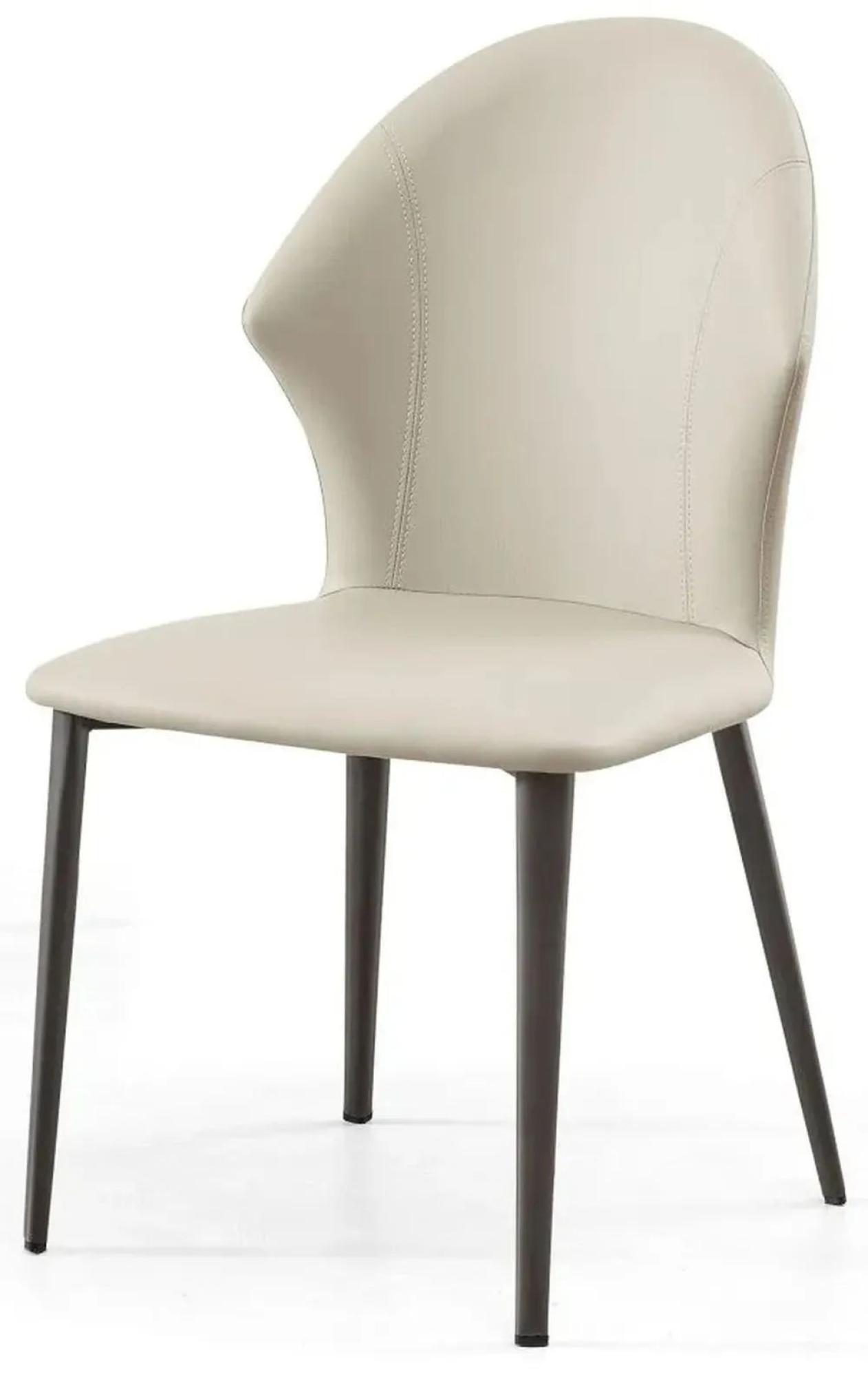 Product photograph of Elaine Taupe Leather Dining Chair With Black Legs from Choice Furniture Superstore.