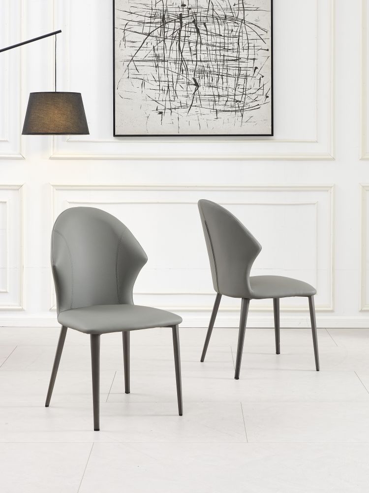 Product photograph of Elaine Grey Dining Chair - Faux Leather With Black Legs from Choice Furniture Superstore.